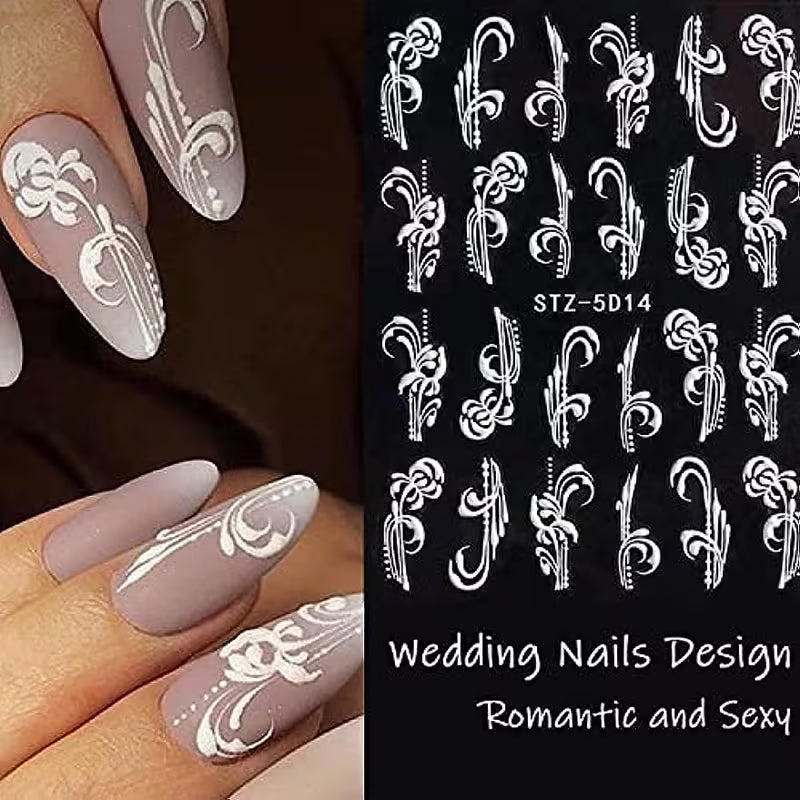 Featuring Floral Designs 5D Engraved Flower Nail Art Stickers.