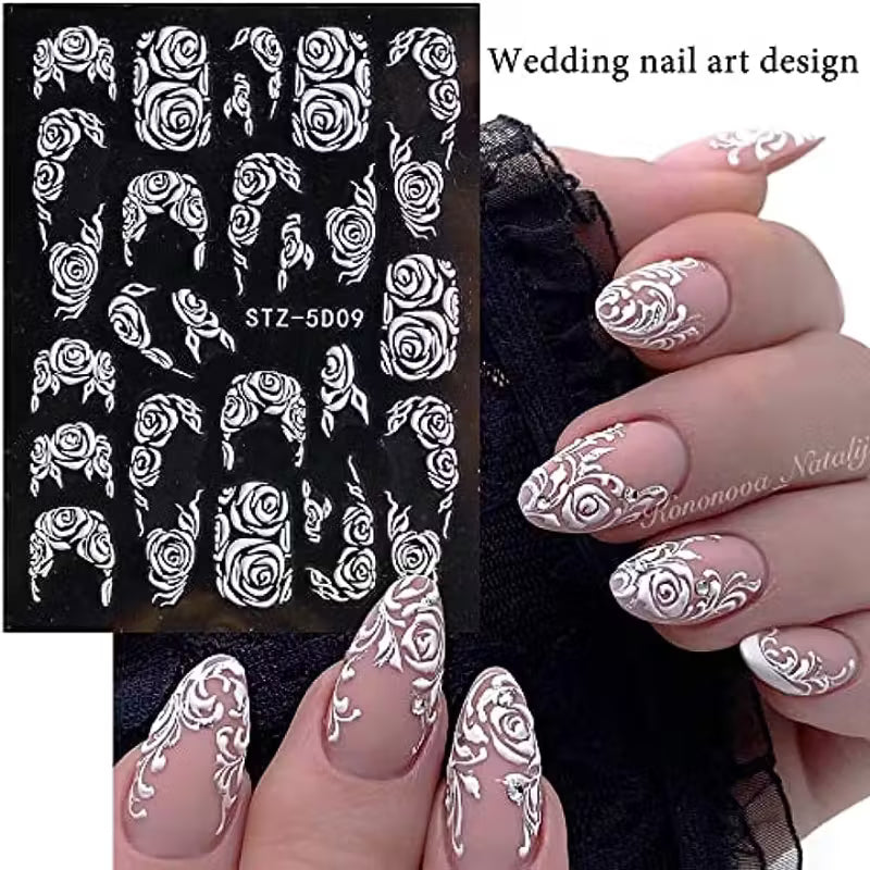 Featuring Floral Designs 5D Engraved Flower Nail Art Stickers.