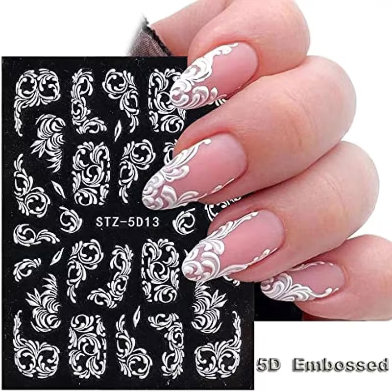 Featuring Floral Designs 5D Engraved Flower Nail Art Stickers.