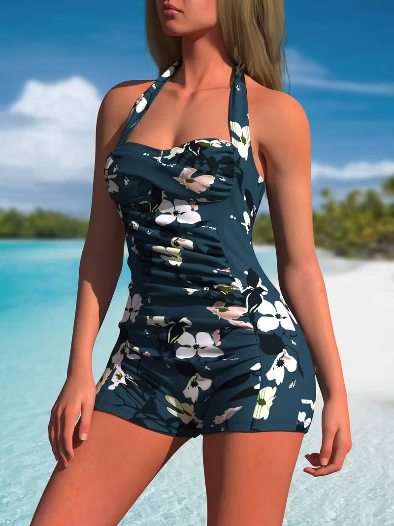 Flattering Halter Neck Swimsuit.