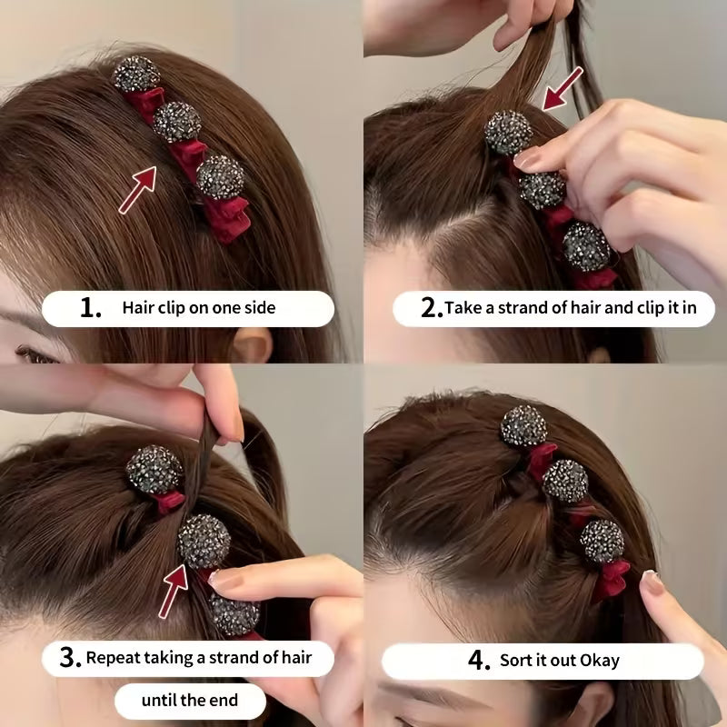 Flocked Heart Side Hair Clip Set.