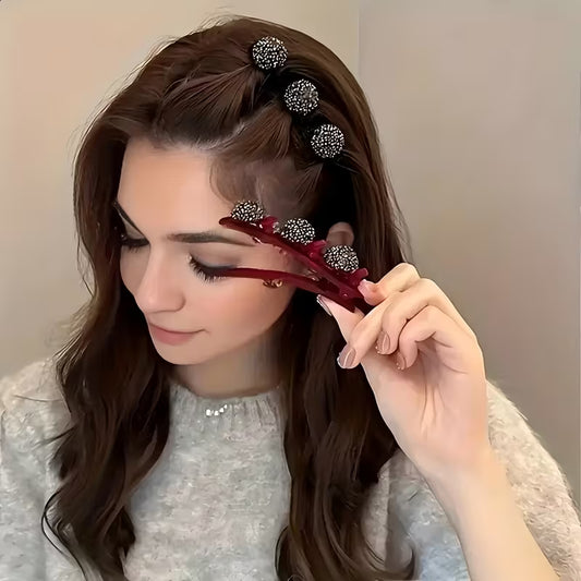 Flocked Heart Side Hair Clip Set.