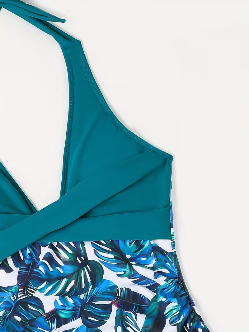 Floral Sexy Lace-Up Front Swimsuit.