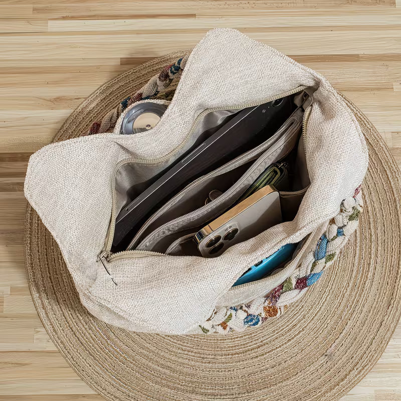 Foldable Bohemian Flower Tote & Wristlet Set.