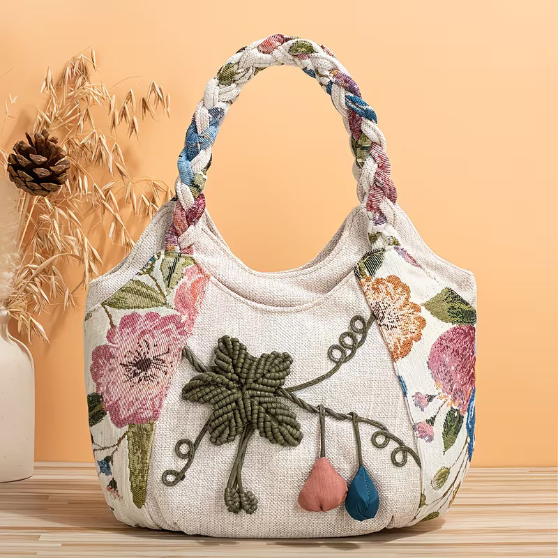 Foldable Bohemian Flower Tote & Wristlet Set.