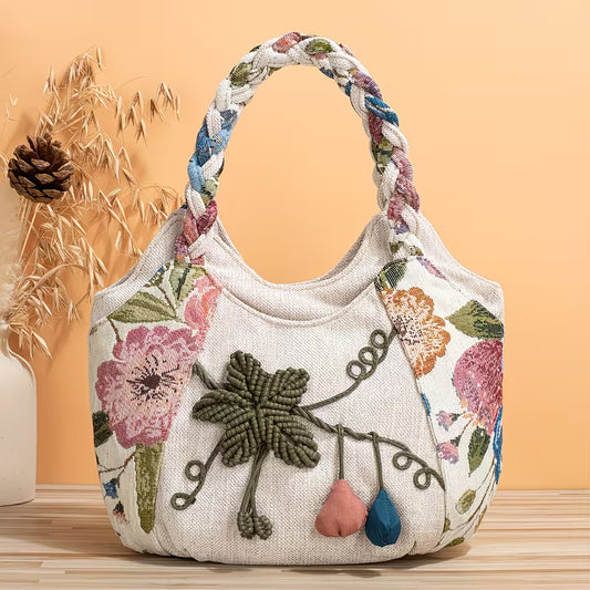 Foldable Bohemian Flower Tote & Wristlet Set.