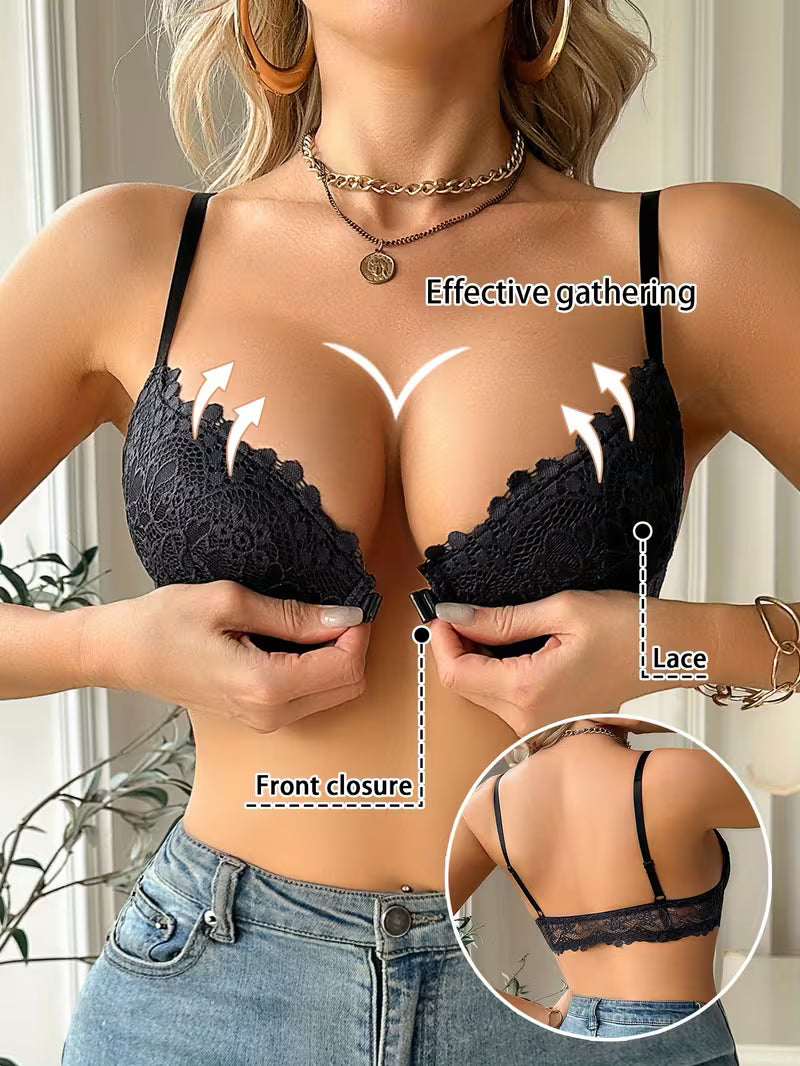 Front-Open Lace Underwire Bras.