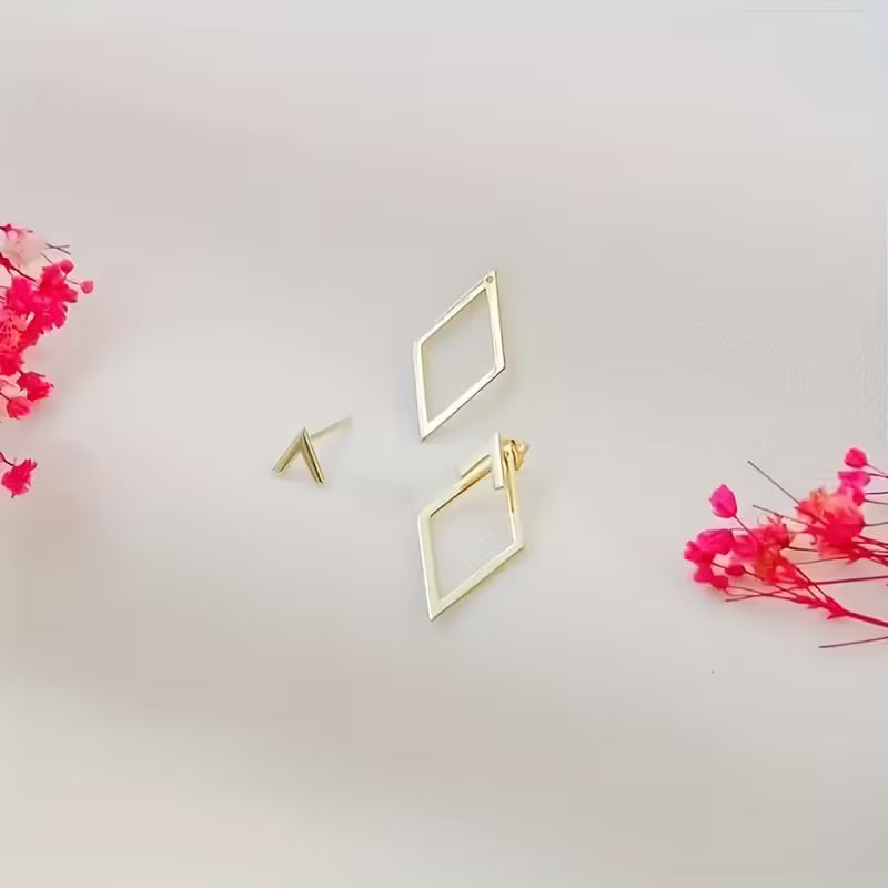 Front-and-Back Hollow Metal Earrings.