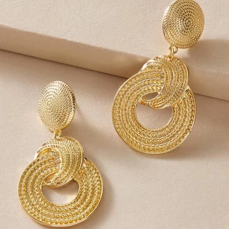 Geometric Big Circle Dangle Alloy Round Earrings.