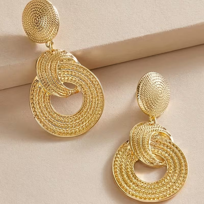 Geometric Big Circle Dangle Alloy Round Earrings.