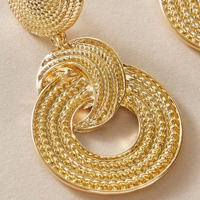 Geometric Big Circle Dangle Alloy Round Earrings.