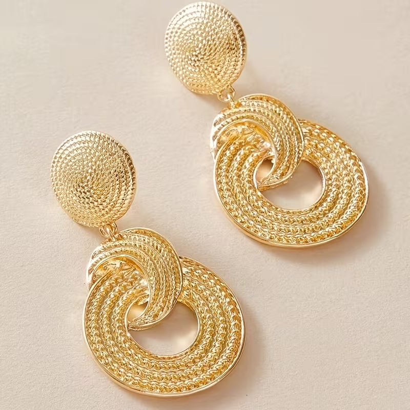 Geometric Big Circle Dangle Alloy Round Earrings.
