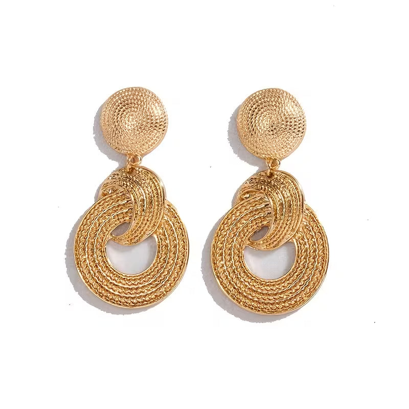 Geometric Big Circle Dangle Alloy Round Earrings.