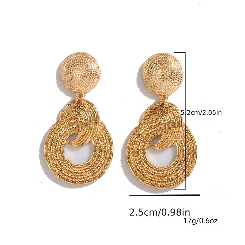 Geometric Big Circle Dangle Alloy Round Earrings.