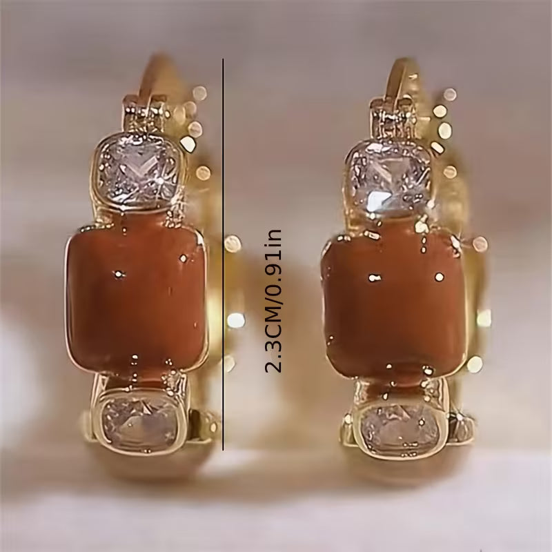 Geometric Radiant Hoops Enamel Statement Earrings.