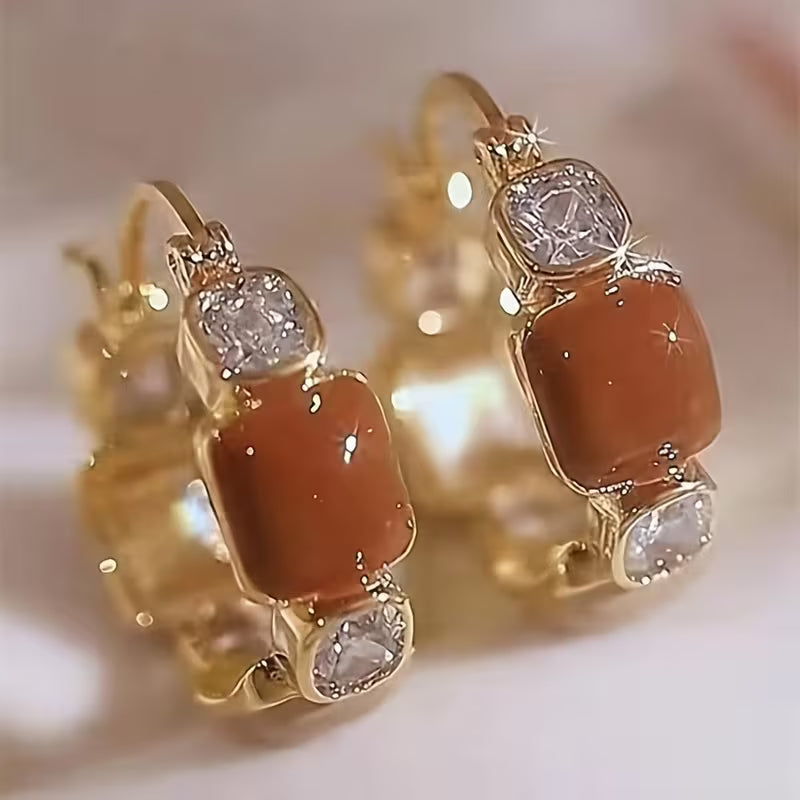 Geometric Radiant Hoops Enamel Statement Earrings.