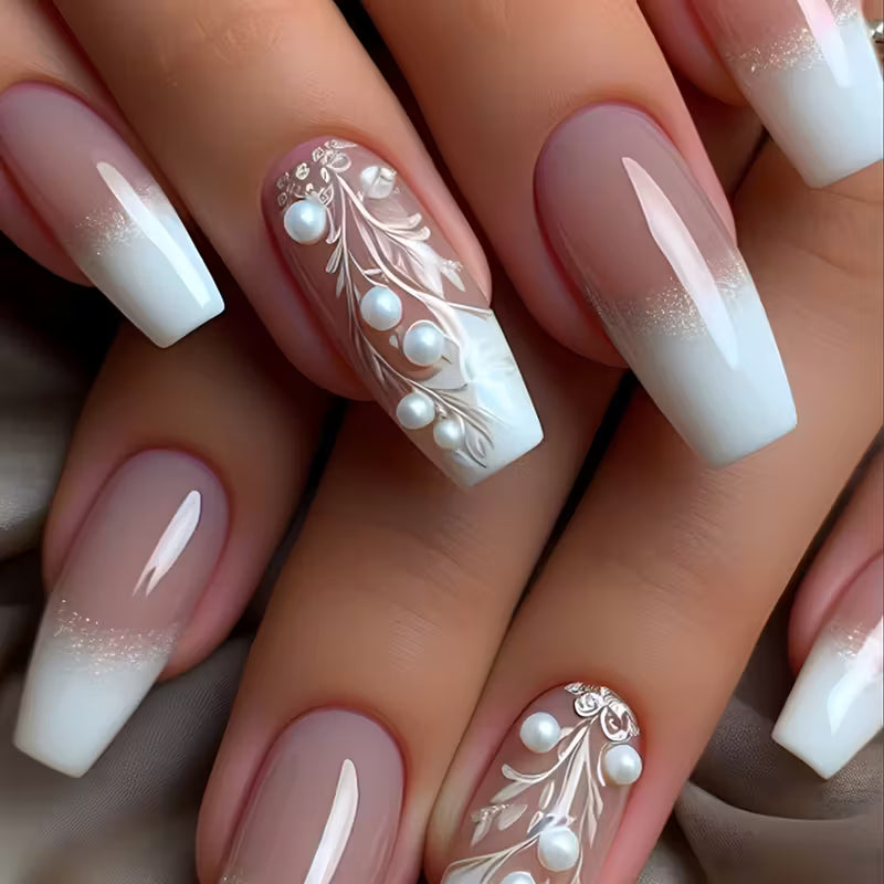 Glossy Long Coffin Press On Nails.