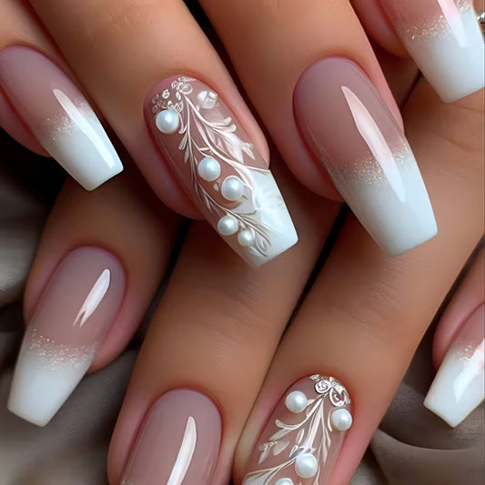 Glossy Long Coffin Press On Nails.