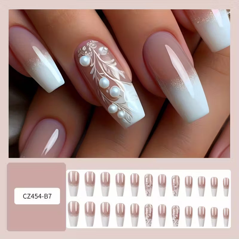Glossy Long Coffin Press On Nails.
