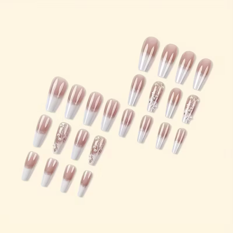 Glossy Long Coffin Press On Nails.