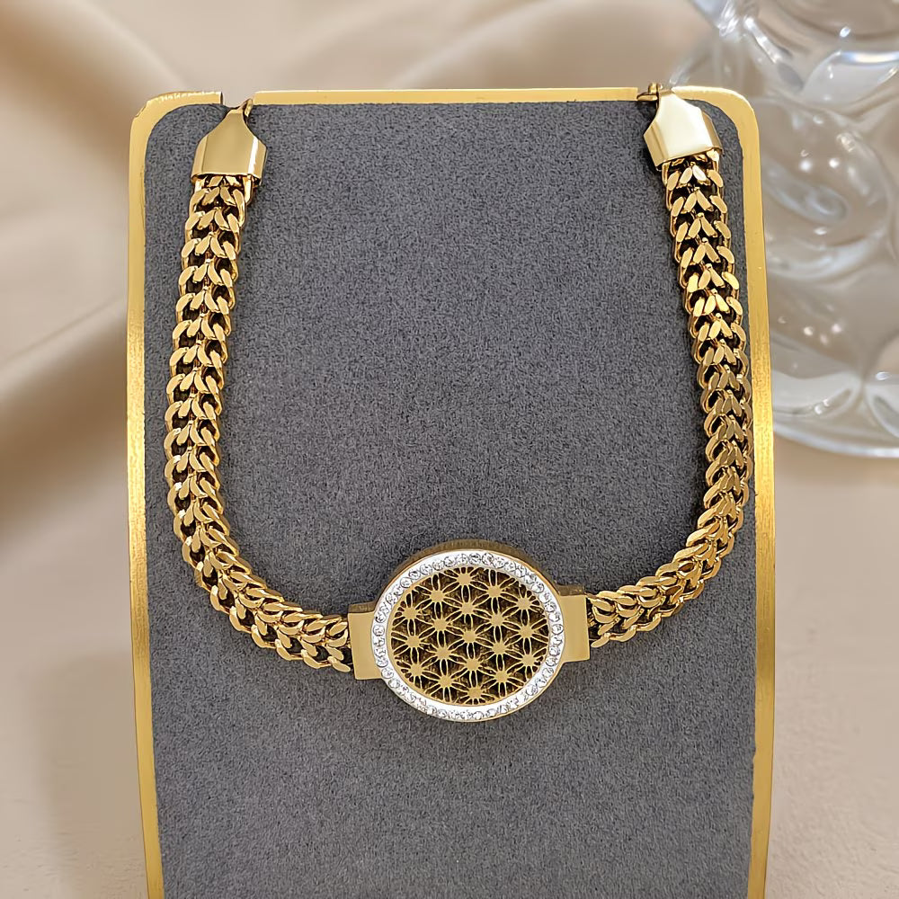 Golden Flower of Life Sacred Geometry Stainless Steel Bangle Bracelet.