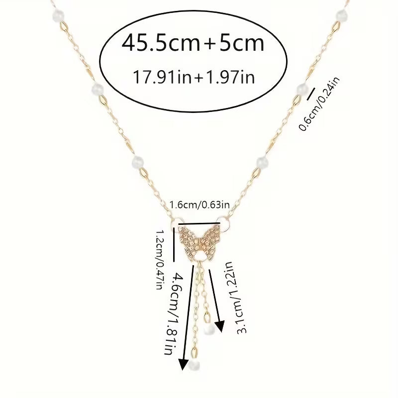 Golden Plated Zinc Alloy Elegant Butterfly Pendant Necklace.