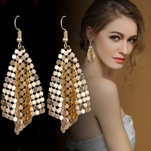 Grainy Texture Long Tassel Earrings.