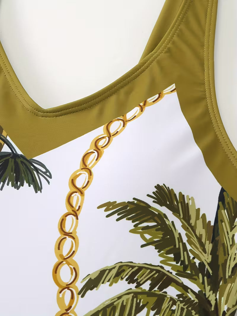 Green Palm One-Piece Swimsuit.