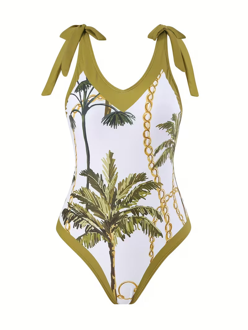 Green Palm One-Piece Swimsuit.