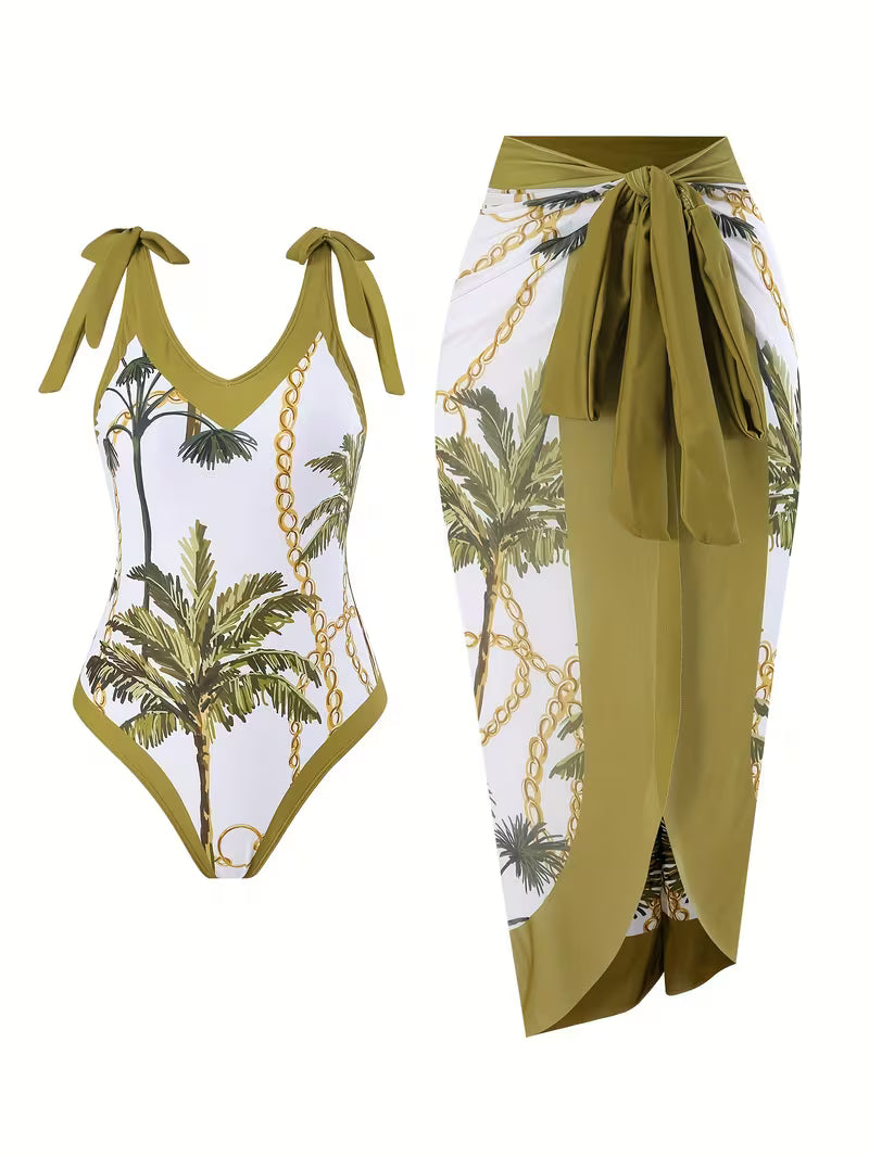 Green Palm One-Piece Swimsuit.