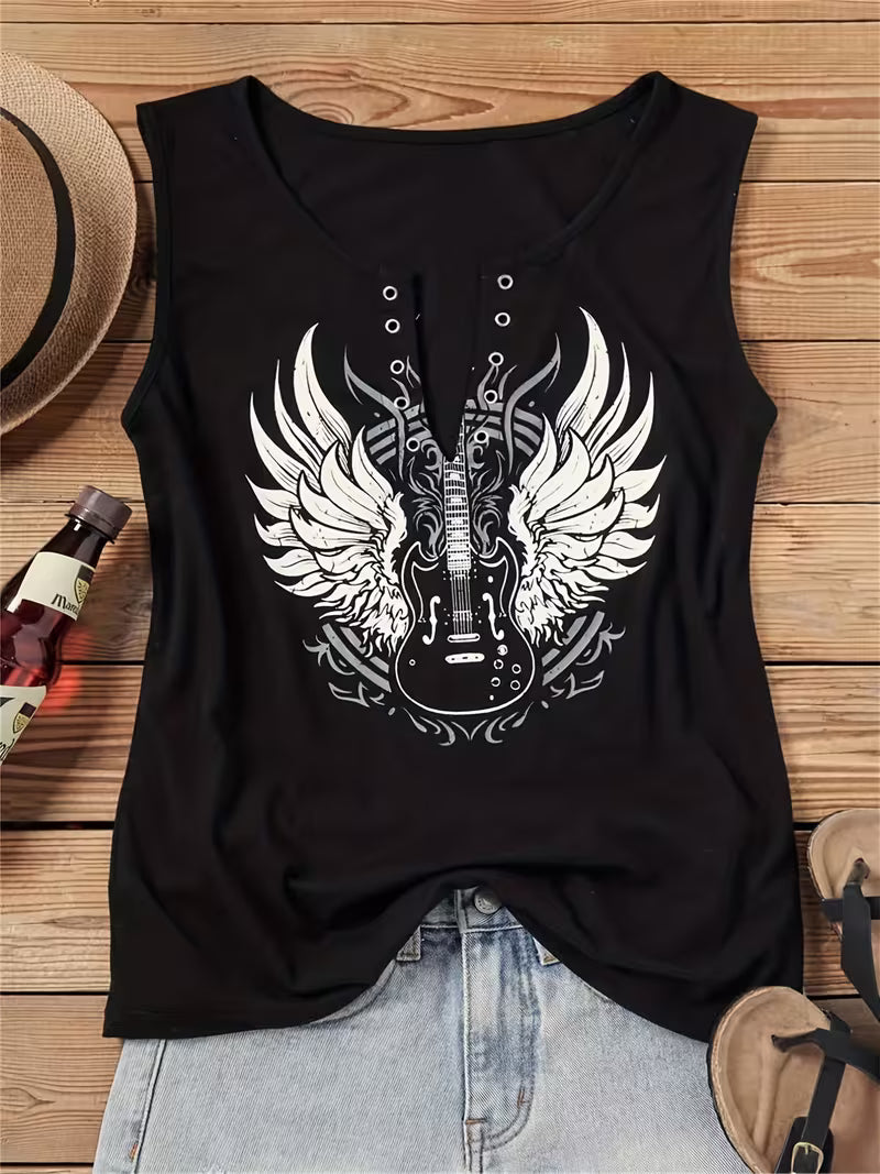 Guitar & Wing Graphic Tank Top.