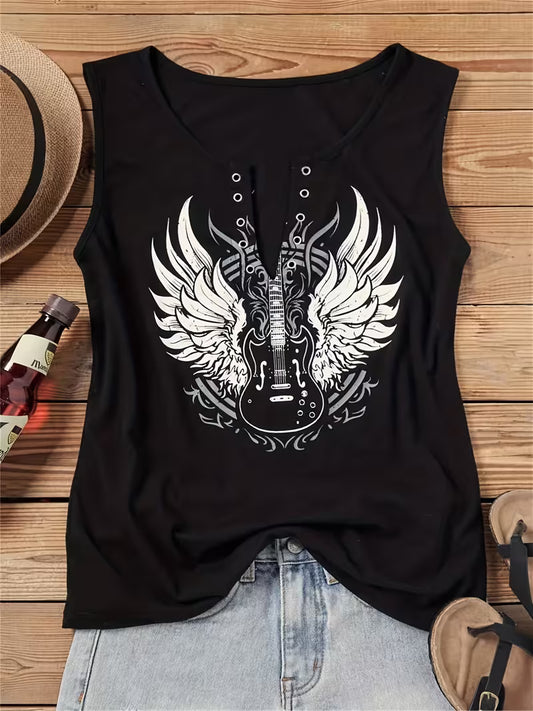 Guitar & Wing Graphic Tank Top.