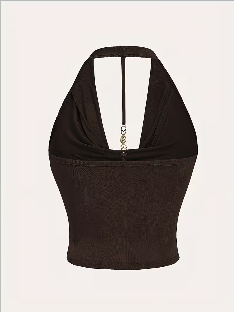 Halter Neck Blouse Knit Tops.