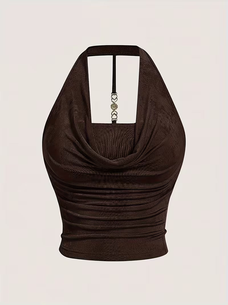 Halter Neck Blouse Knit Tops.