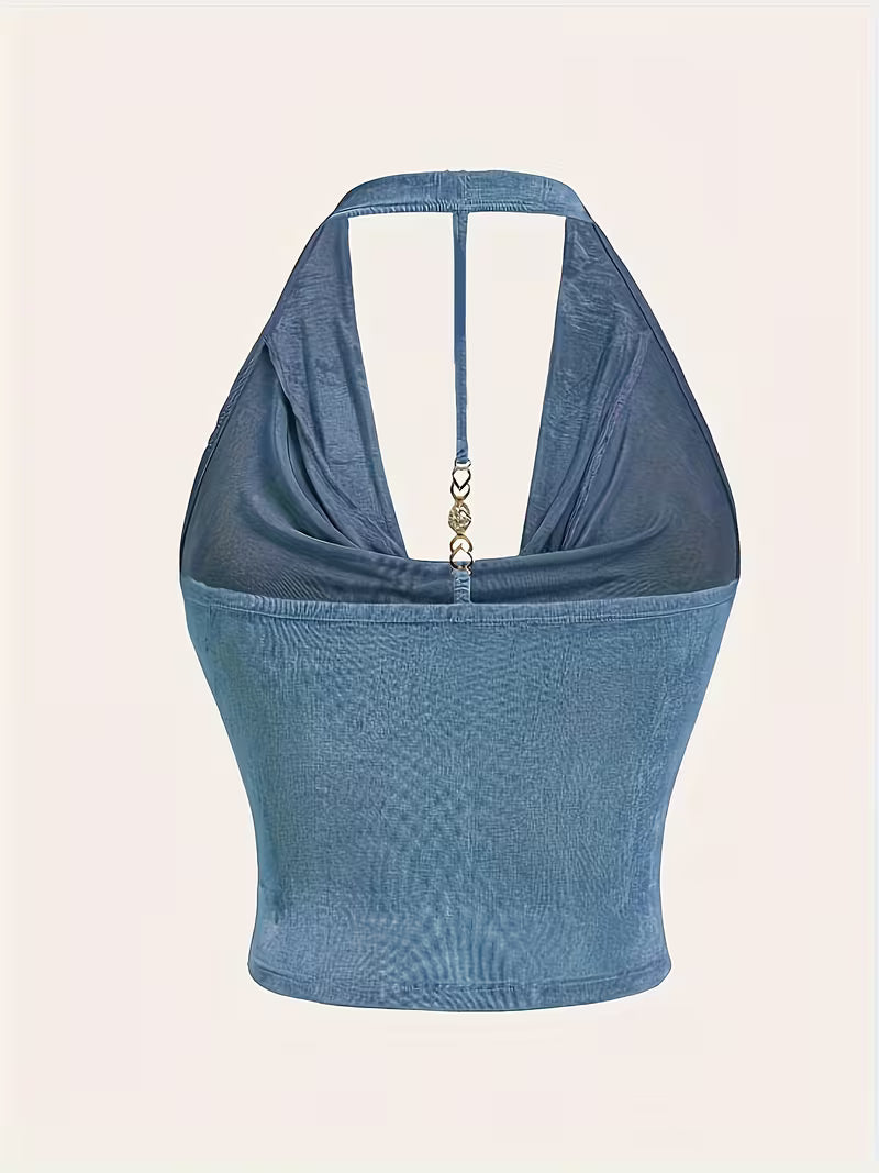 Halter Neck Blouse Knit Tops.