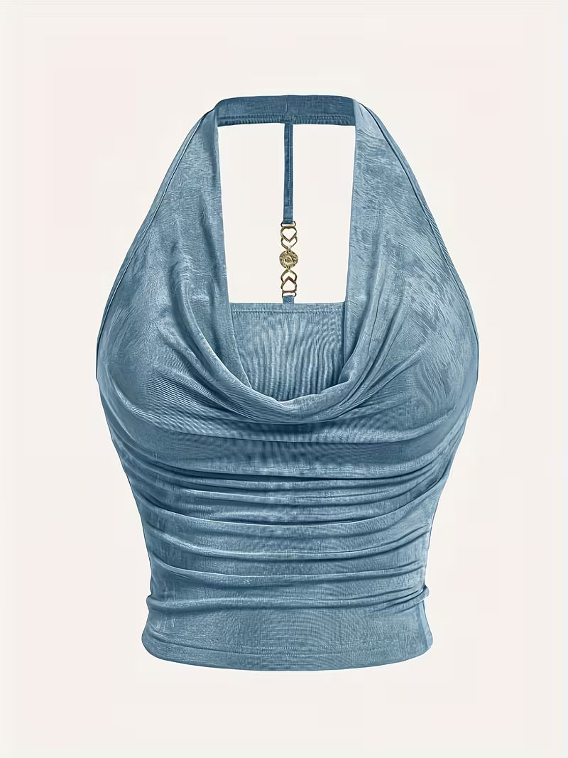 Halter Neck Blouse Knit Tops.