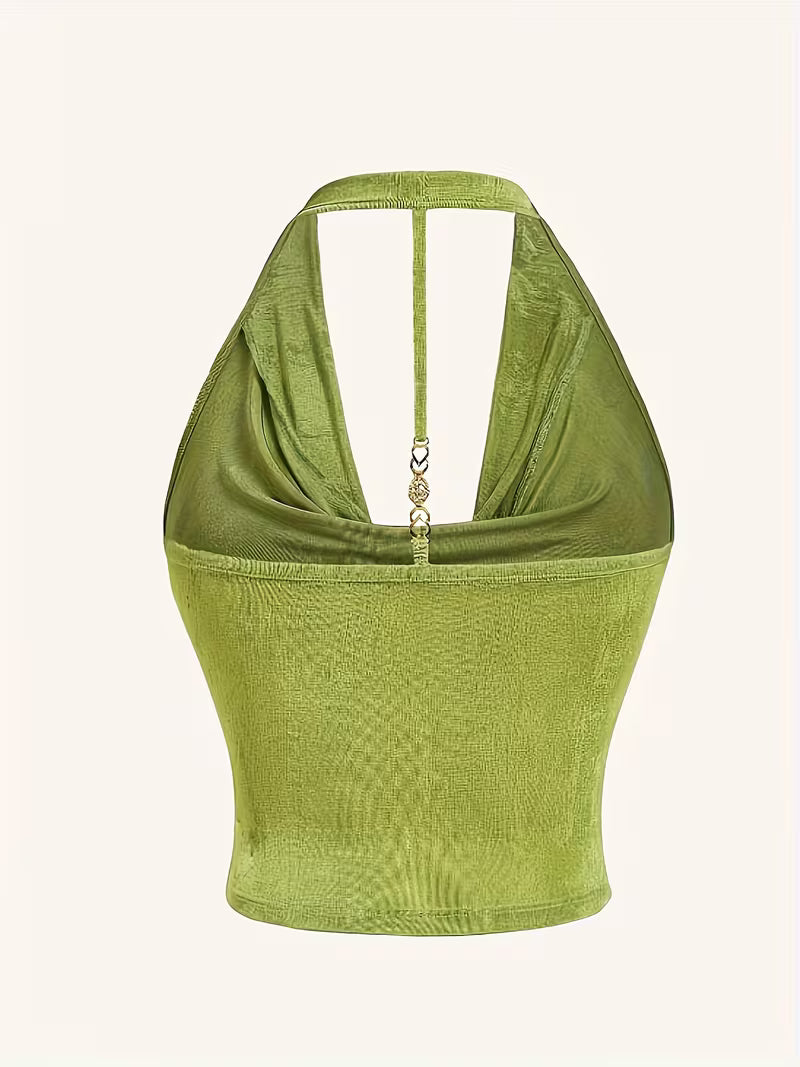 Halter Neck Blouse Knit Tops.