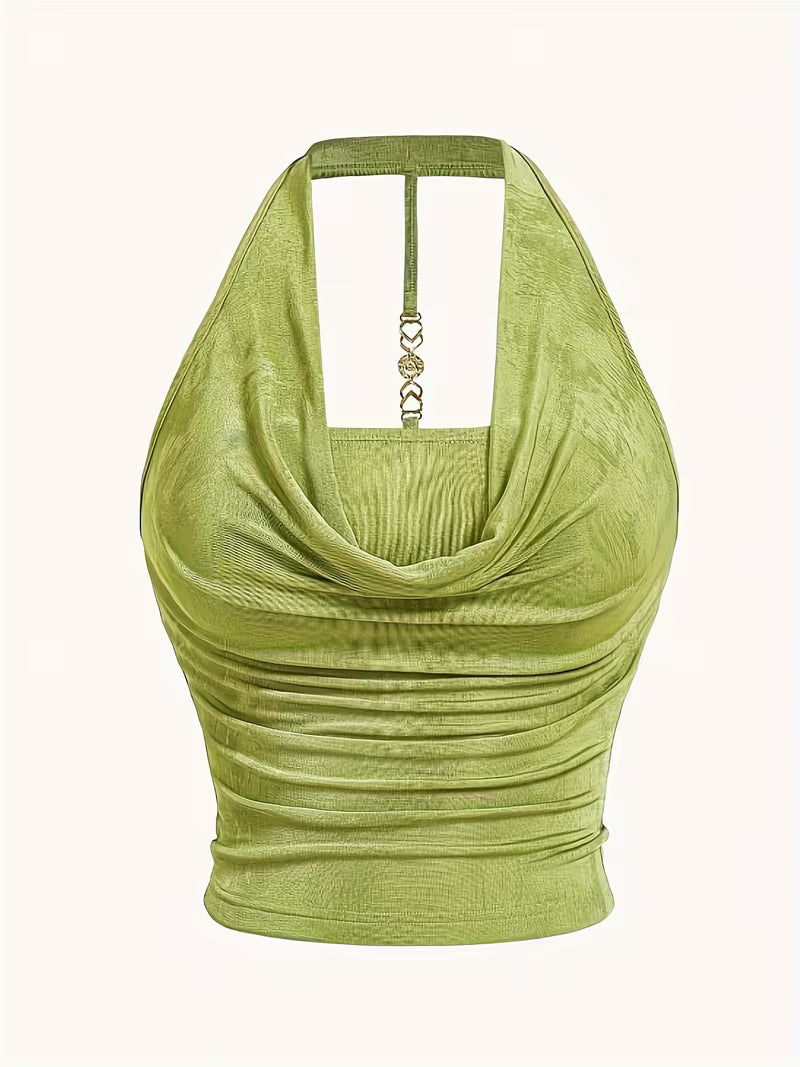 Halter Neck Blouse Knit Tops.