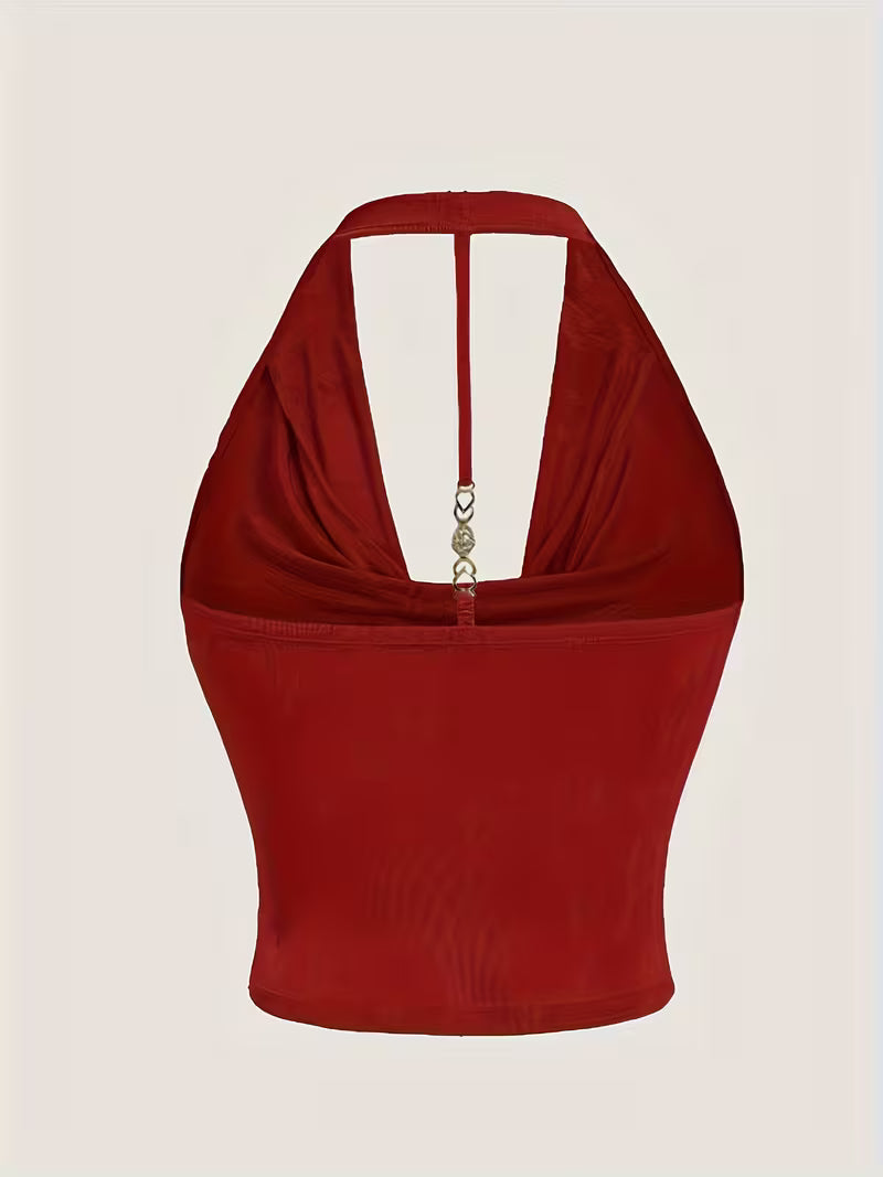Halter Neck Blouse Knit Tops.