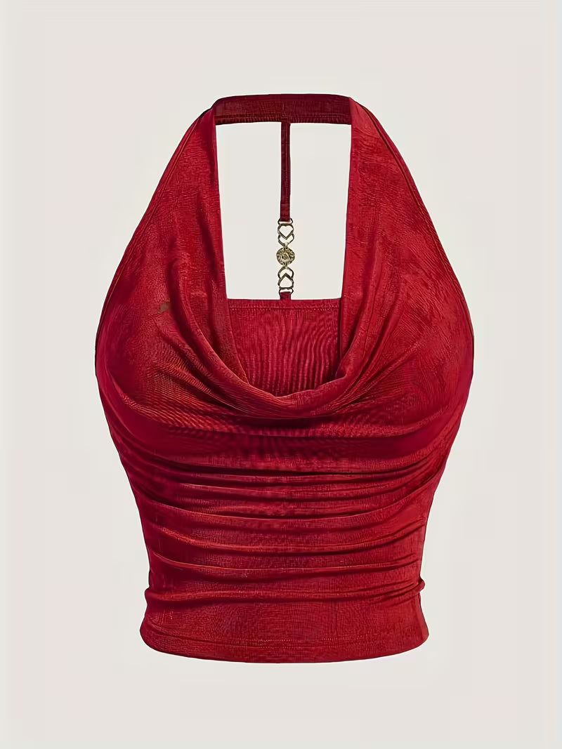 Halter Neck Blouse Knit Tops.