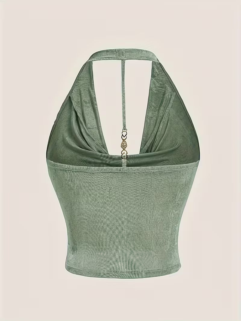 Halter Neck Blouse Knit Tops.