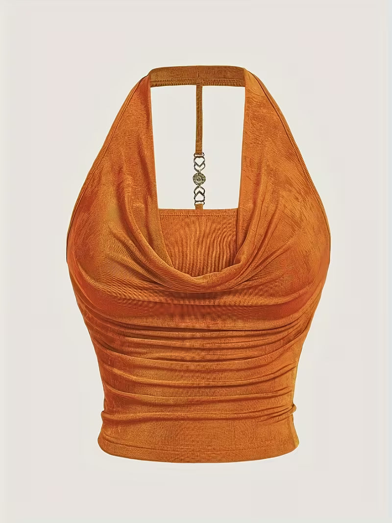 Halter Neck Blouse Knit Tops.