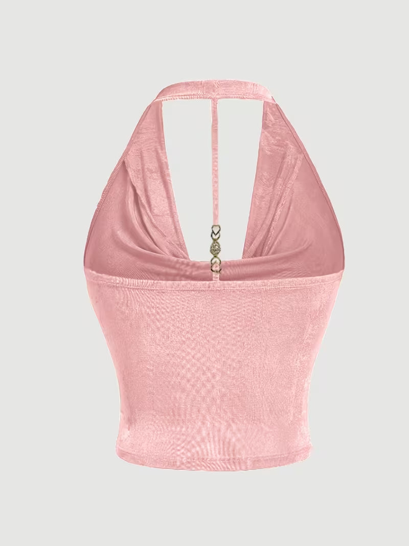 Halter Neck Blouse Knit Tops.