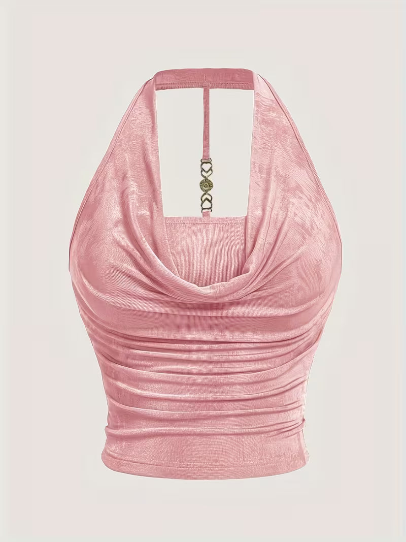 Halter Neck Blouse Knit Tops.