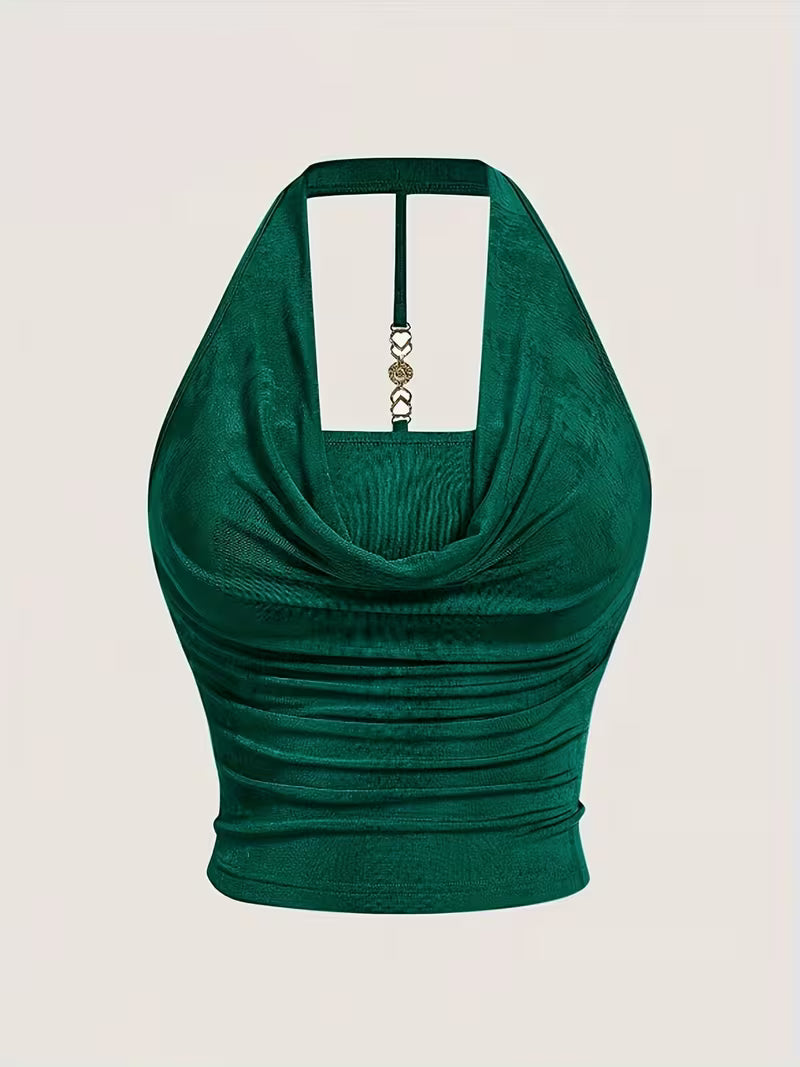 Halter Neck Blouse Knit Tops.