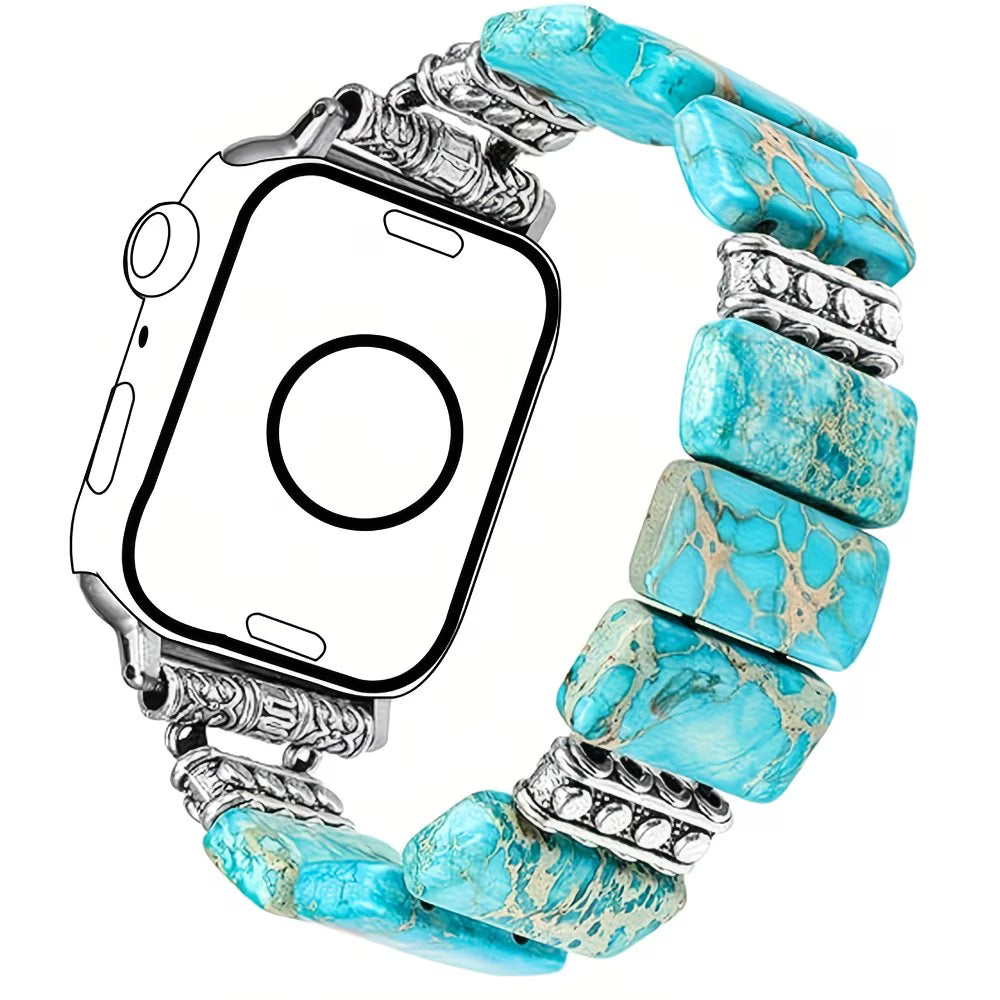 Handcrafted Vintage Stone & Ceramic Bracelet Watch.