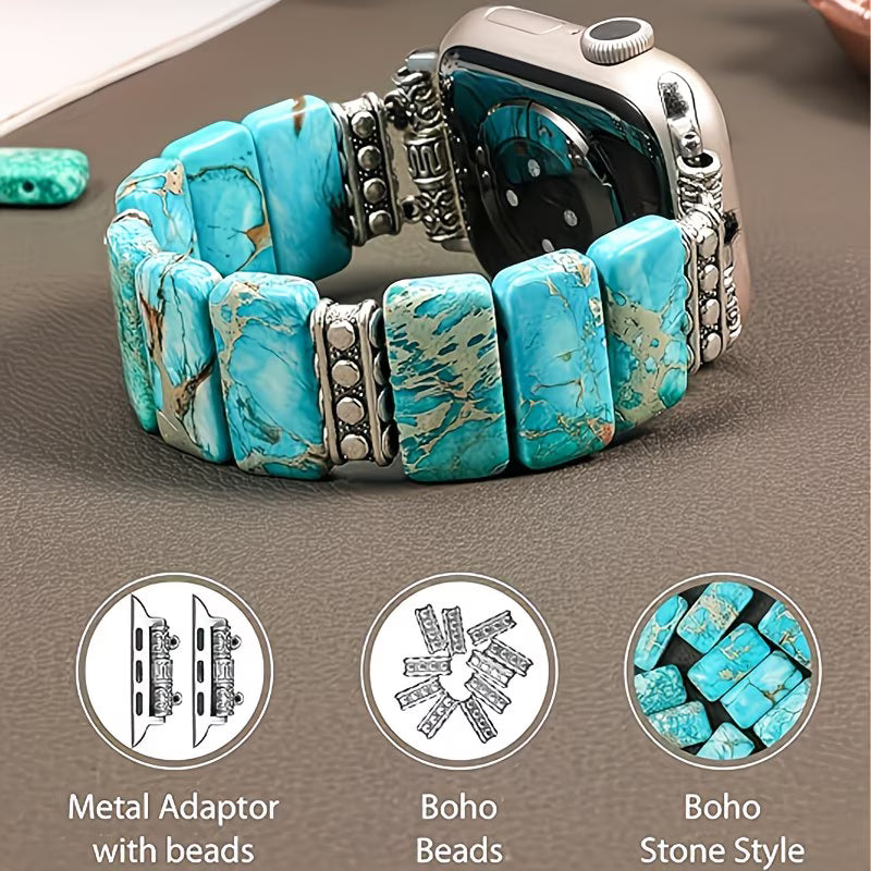Handcrafted Vintage Stone & Ceramic Bracelet Watch.
