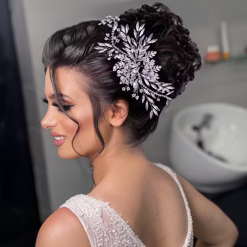 Handmade Rhinestone Bridal Side-Piece.