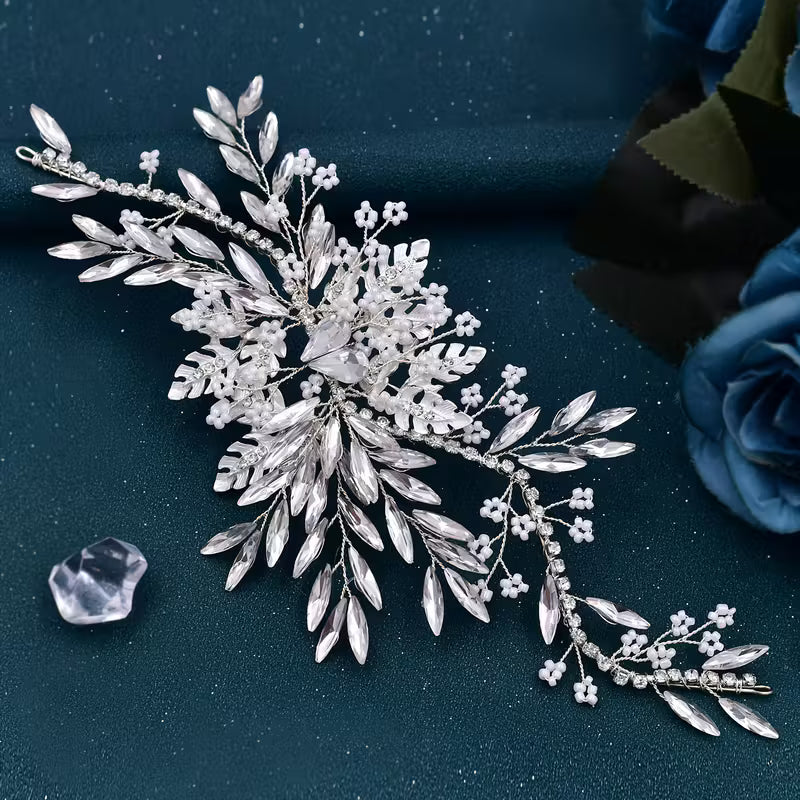 Handmade Rhinestone Bridal Side-Piece.
