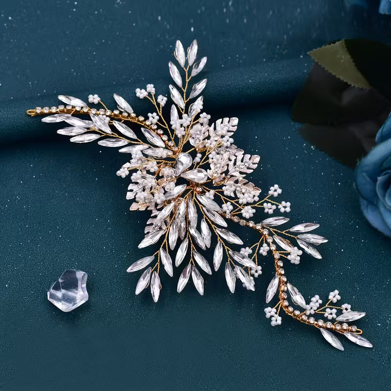 Handmade Rhinestone Bridal Side-Piece.